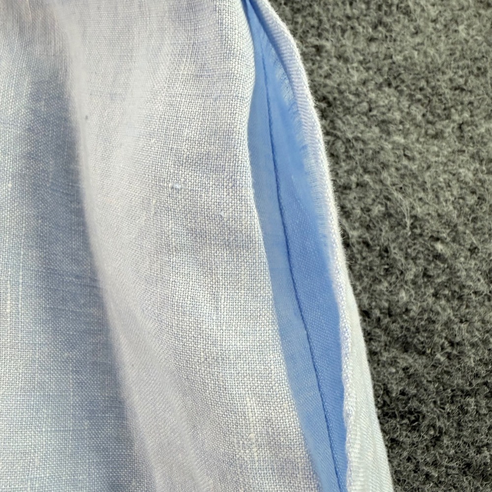 J. Jill Light Blue Midi Linen Dress with Coral and Navy Stripe Hem - Picture 6 of 8